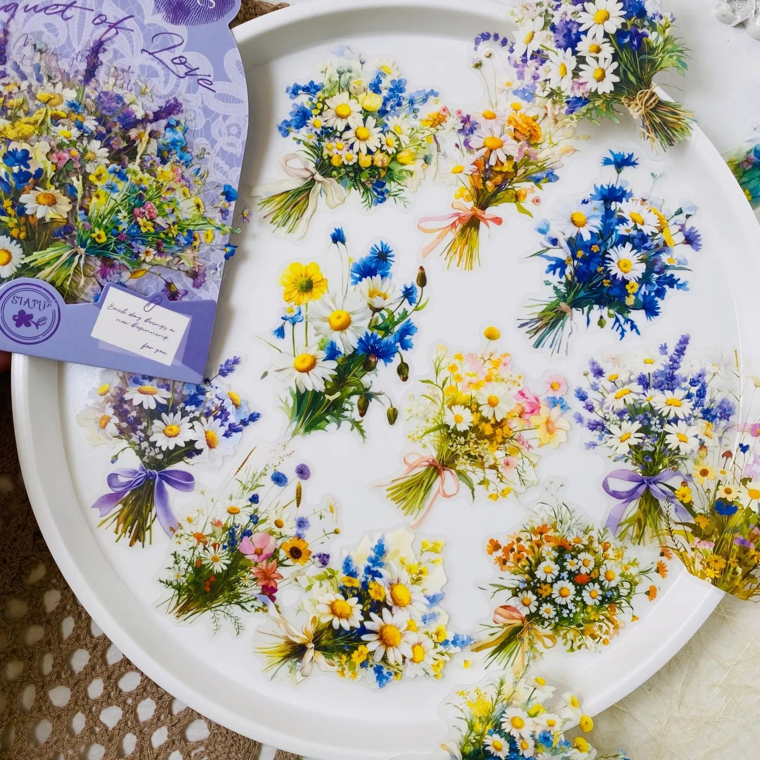 Vintage Floral PET Sticker Pack | 20 Transparent Decals for Junk Journaling lifestyle view