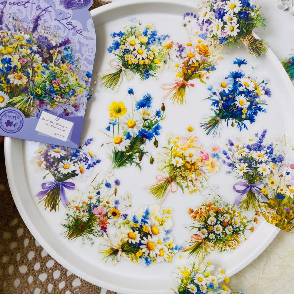 Vintage Floral PET Sticker Pack | 20 Transparent Decals for Junk Journaling lifestyle view