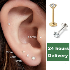 Mariasz Minimalist 1.0mm Stainless Steel Eearring Nose Stud Cartilage Piercing Jewelry H detail view
