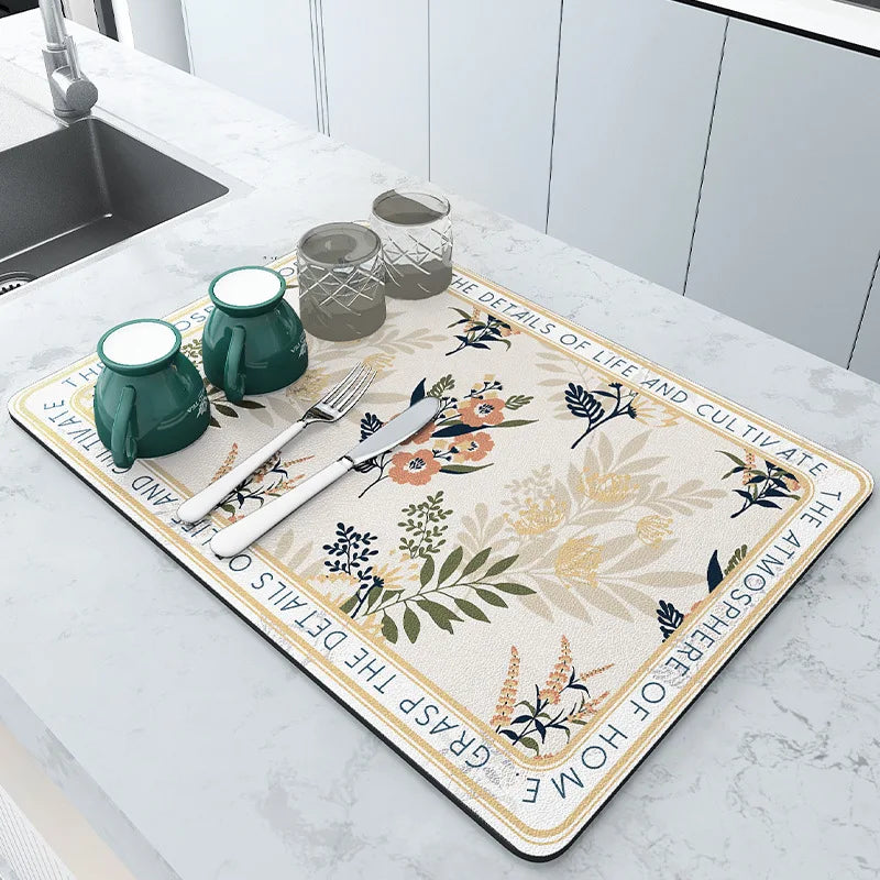 Mat Antiskid Draining Coffee Dish Drying Mat Quick Dry Bathroom Drain Pad Tableware M alternate view