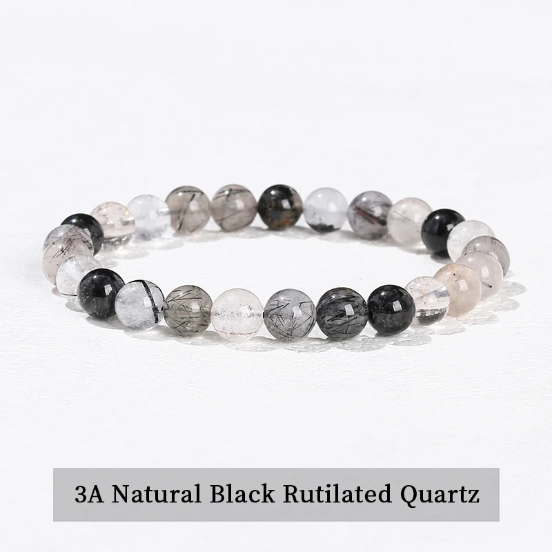 JD Natural Black Spectrolite Flash Smooth Beaded Bracelet Women Men 6 8 10mm Labrad additional angle