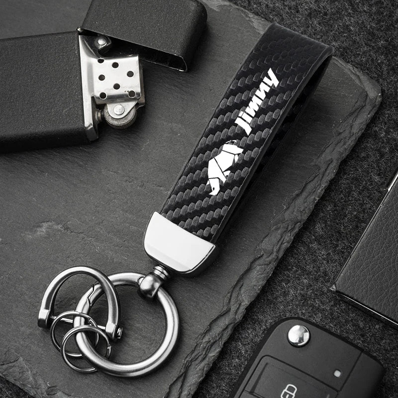 Carbon Fiber Style Keychain | Suzuki Car Key Accessory alternate view
