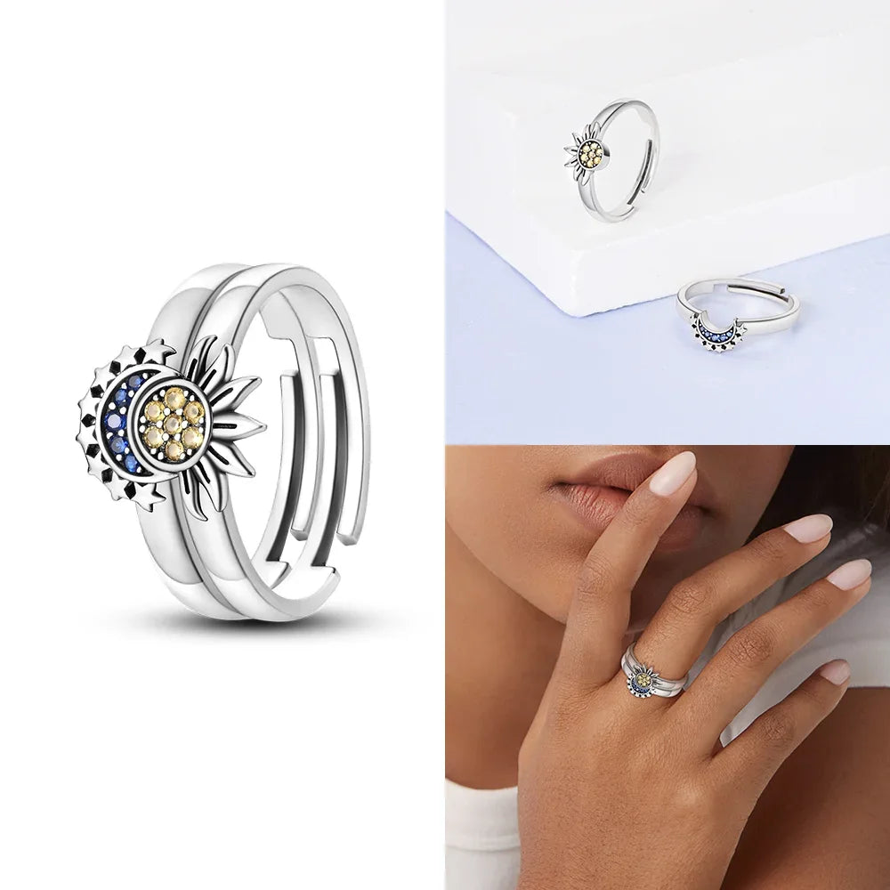 Original Romantic Heart-shaped White Zircon Shell Bowknot Rings 925 Sterling Silver additional angle