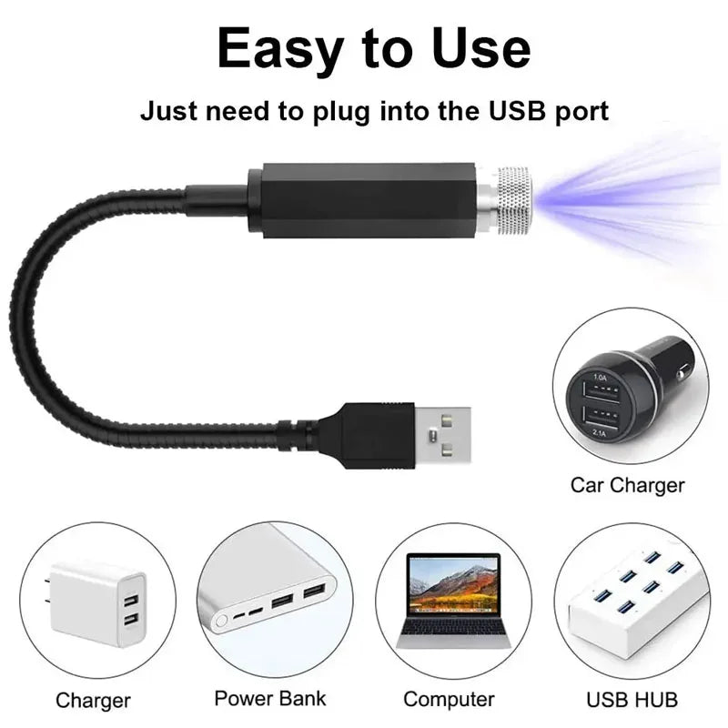 LED Car Roof Star Night Light Projector | USB Galaxy Atmosphere Lamp detail view