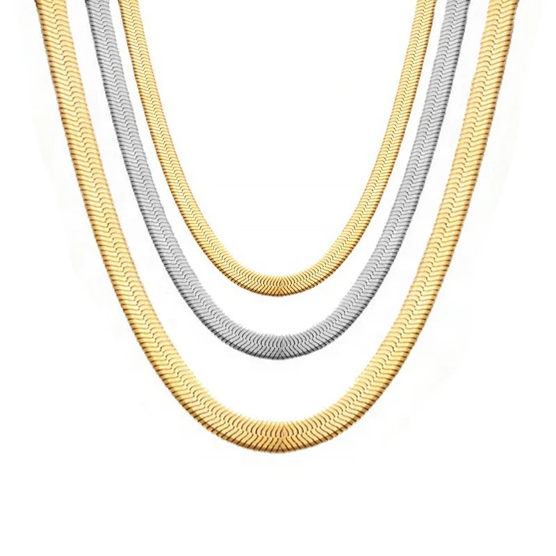 Blade Snake Chain Stainless Steel Necklaces Unisex Men Choker Width 2/4/5mm Herringbone Necklace For