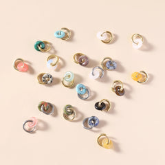 Natural stone double hoop earrings Circle crystal earrings Gemstones Round Circle Dangle Drops Earrings For Women Round earrings