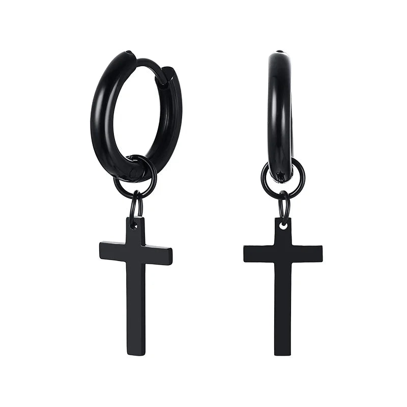 Stainless Steel Cross Earrings for Men | Religious Stud Earrings alternate view