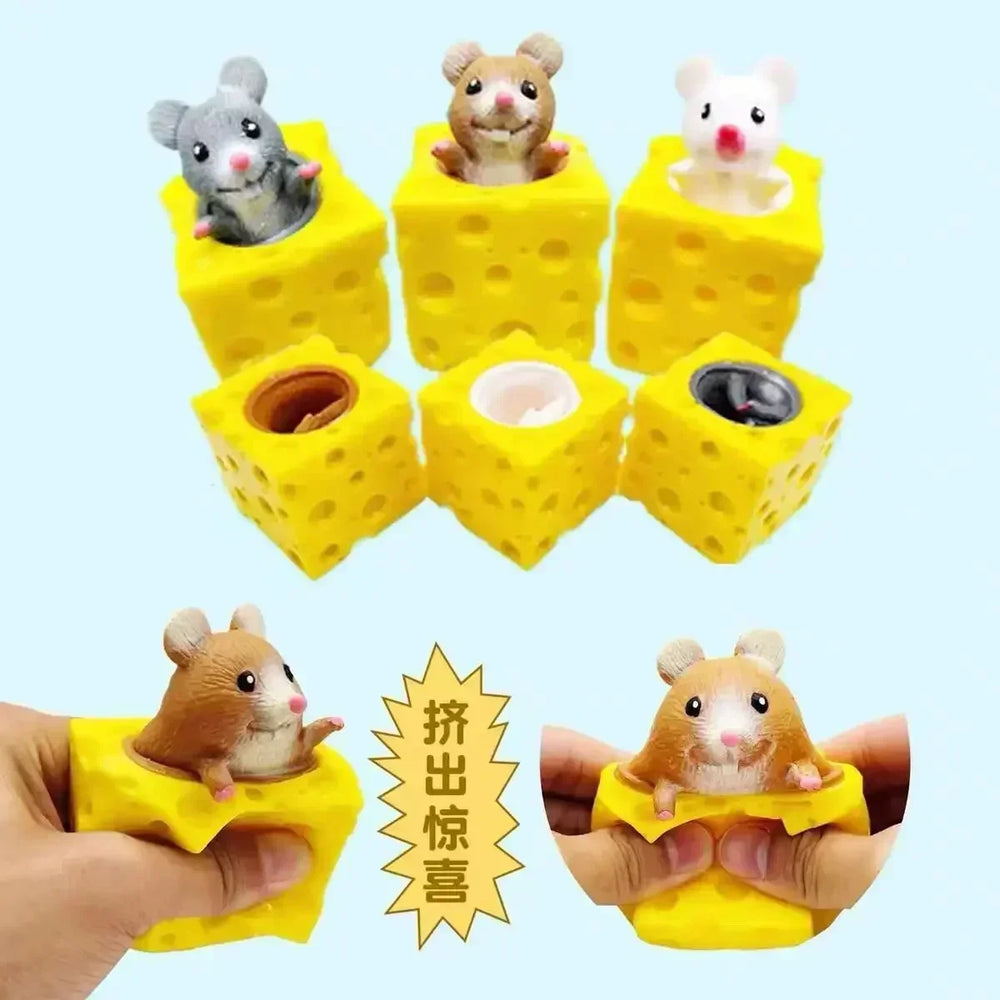 Stress-relieving Pet Cheese Mouse Cheese Pinch Fun Stress Ball Vent Squirrel Cup Prank T detail view