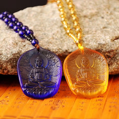 Handcrafted Buddhist Mala Bead Necklace | Stone Buddha Pendant