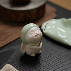 Cute Wishing Rabbit Incense Burner | Ceramic Home Fragrance Decor close-up view