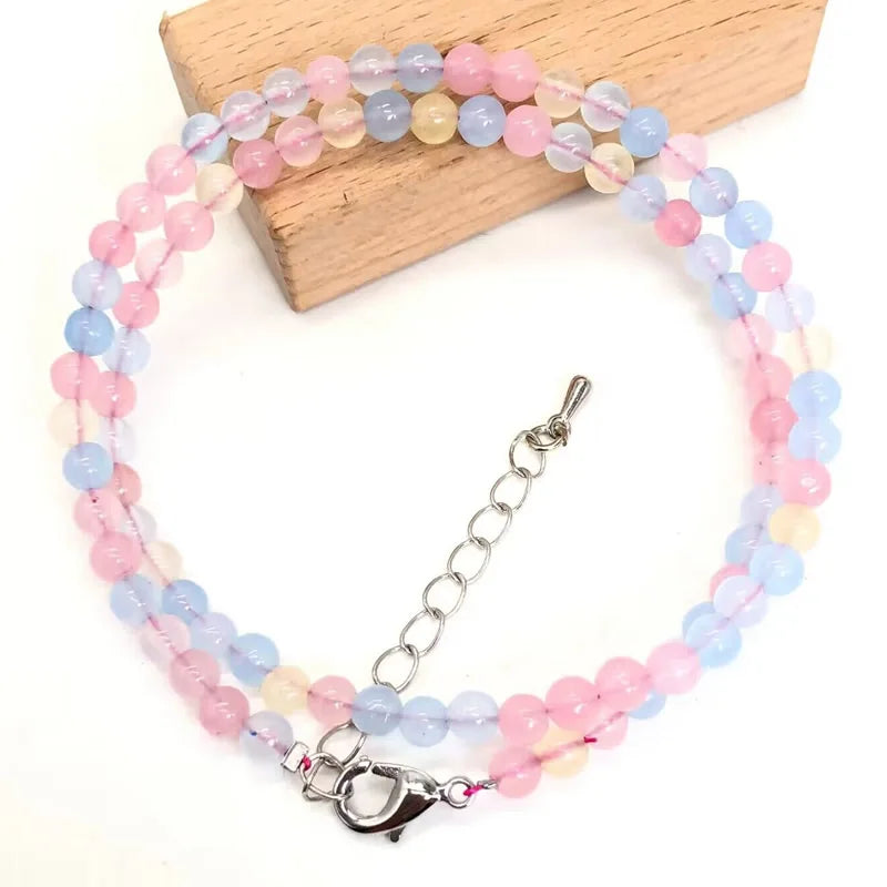 2025 Natural Stone Crystal Choker Necklace | 4mm Bohemian Adjustable Choker close-up view