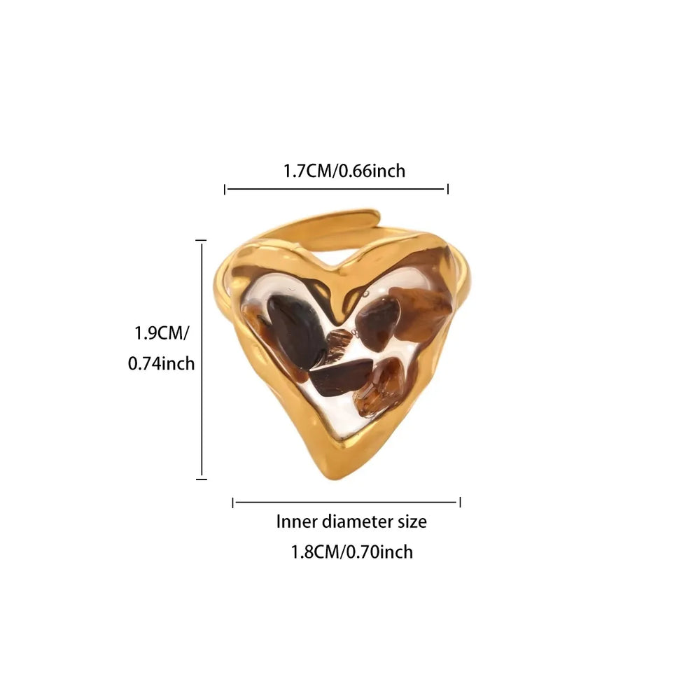 Zircon Geometric Heart Rings For Women Stainless Steel Gold Color Wedding Ring Luxury lifestyle view
