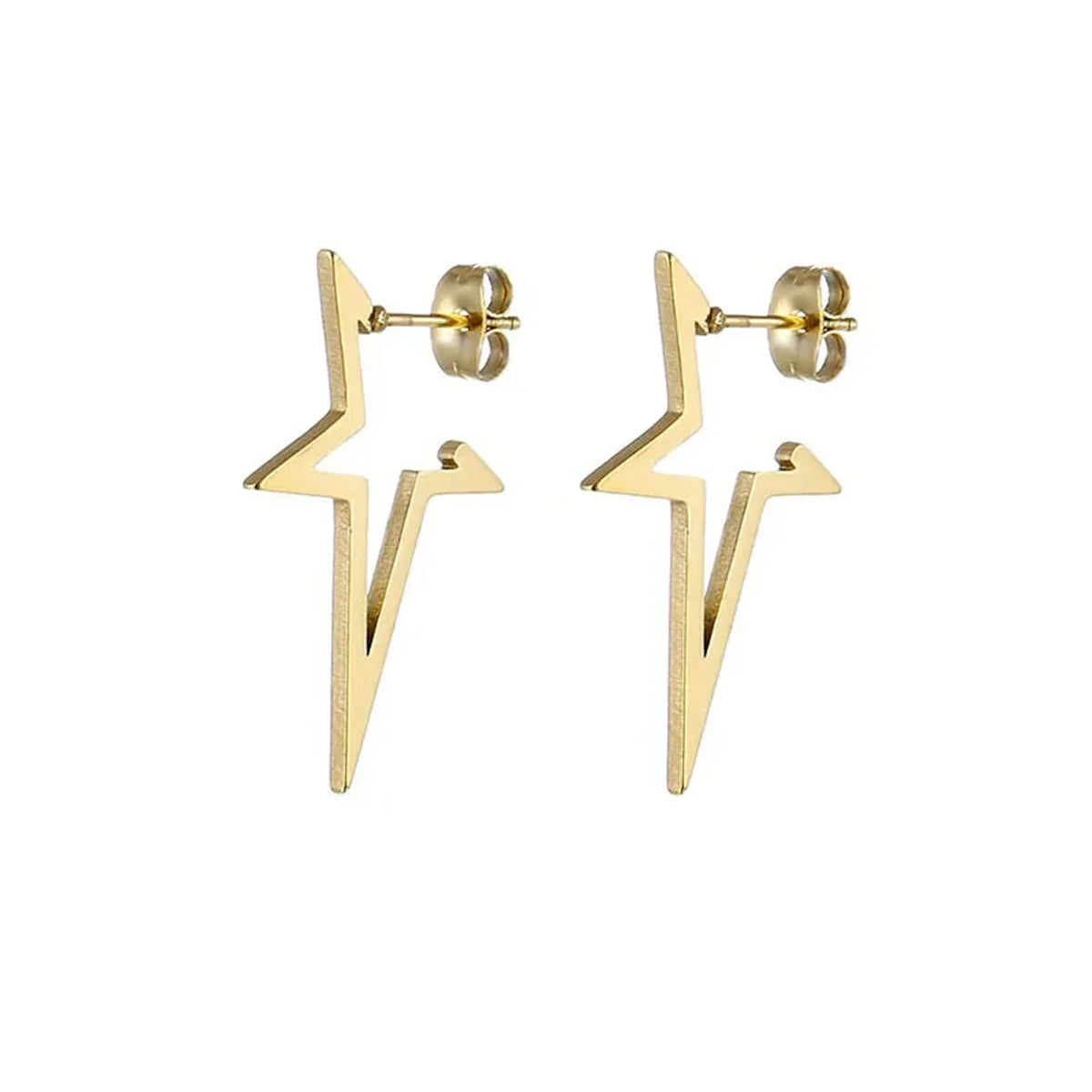 2pcs Stainless Steel Pentagonal Star Shape Punk Stud Earrings For Men Women,Simplicit lifestyle view