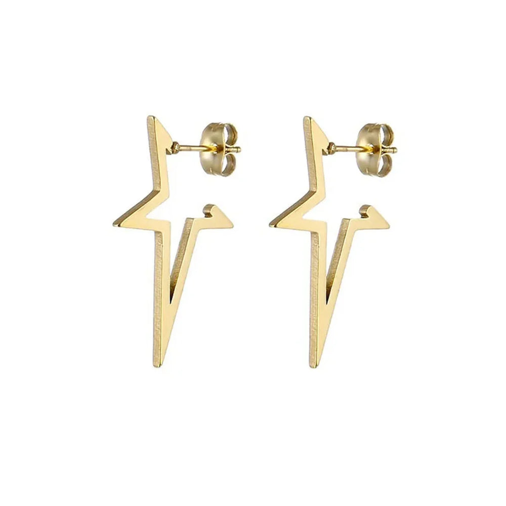 2pcs Stainless Steel Pentagonal Star Shape Punk Stud Earrings For Men Women,Simplicit lifestyle view