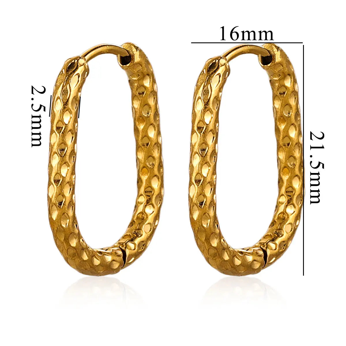 6pcs Stainless Steel Rectangular Textured Earrings | 18K Gold Plated DIY Jewelry Find alternate view
