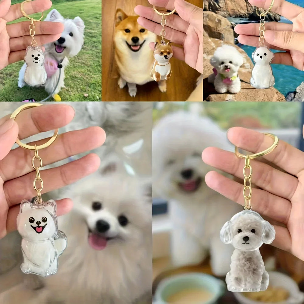 Creative Dog Hair Storage Keychain Transparent Dog\Cat Shape Memorial Pendant Handm additional angle