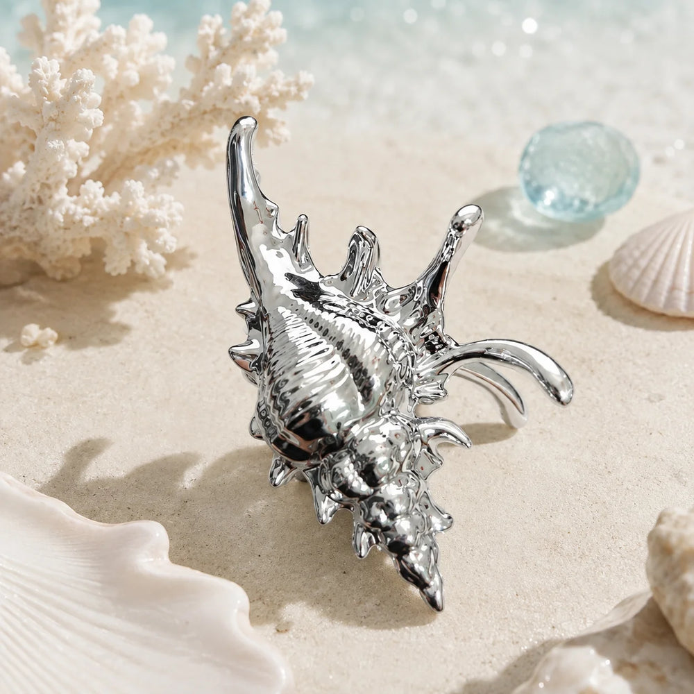 Conch Shell Hair Claw Clip for Women PC Electroplated Iridescent Mermaid Beach Larg additional angle