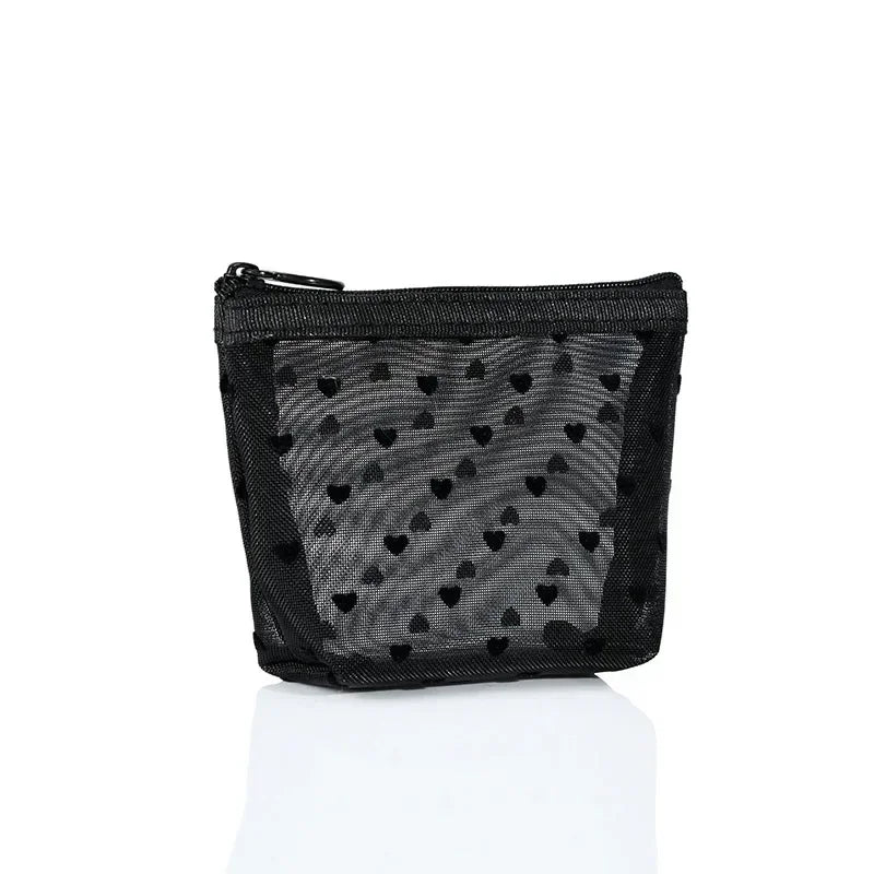Women Black Mesh Coin Wallet Purse | Small Transparent Organizer Pouch alternate view