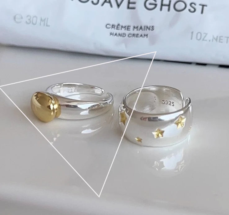VENTFILLE 925 Sterling Silver Rings INS Fashion Hip Hop Vintage Couples Hollow Line additional angle