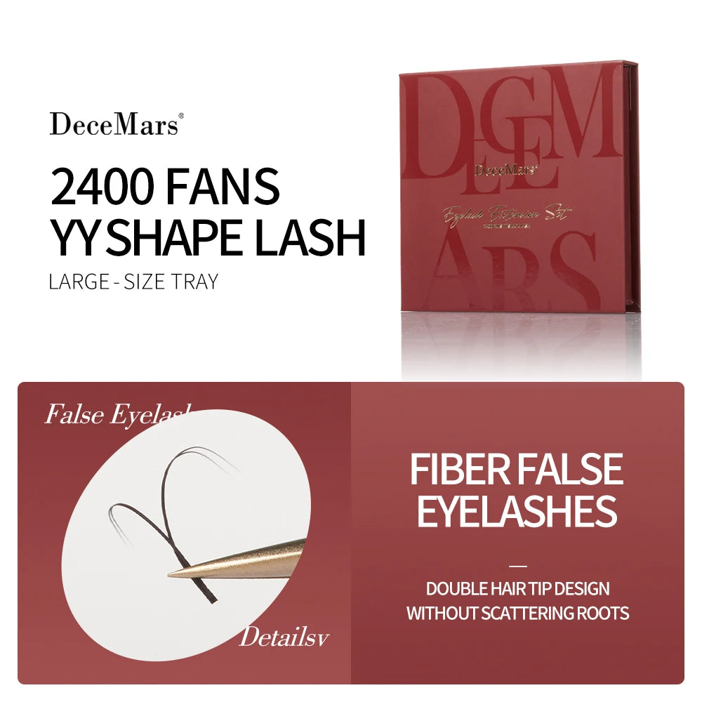 Large Amount YY Eyelash Extension Tray | 2400 Fans for Salons close-up view