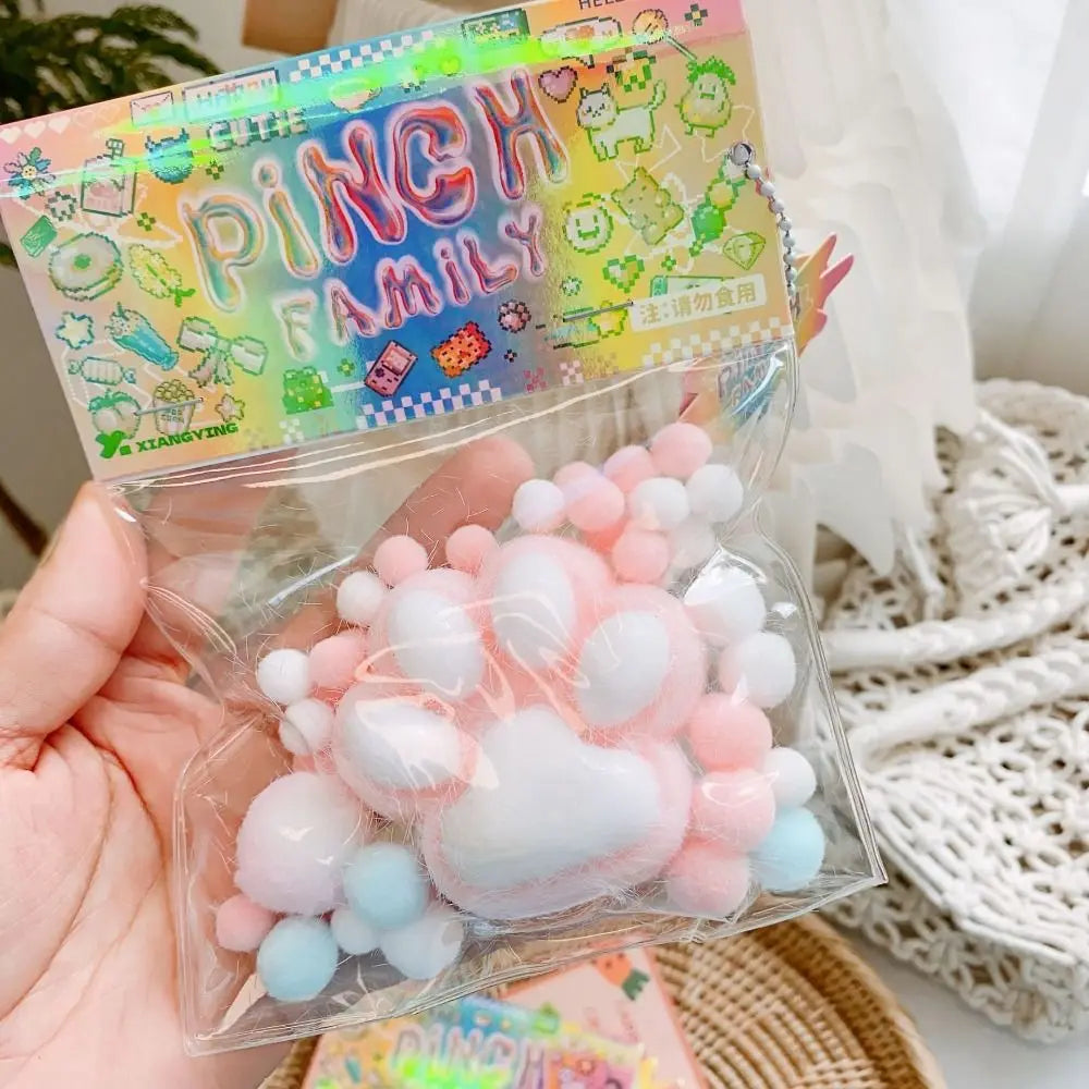 Mini Cat Paw Squeeze Toy Silicone Pinch Decompression Toy Plush TPR Fidget Sensory Toy close-up view