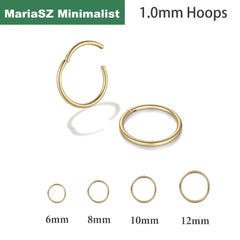 1/4Pairs 6/8/10/12mm 316L Stainless Steel Nose Ring for Men Gold Color Hoop Earrings for Women Septu