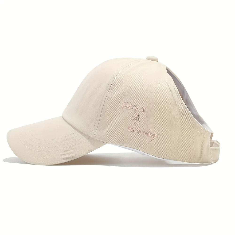 Summer Ponytail Baseball Cap | Breathable Outdoor Sun Hat for Women detail view