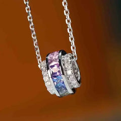 Huitan Statement Circle Pendant Necklace with Iregular Colorful Cubic Zirconia Luxury Trendy Women D