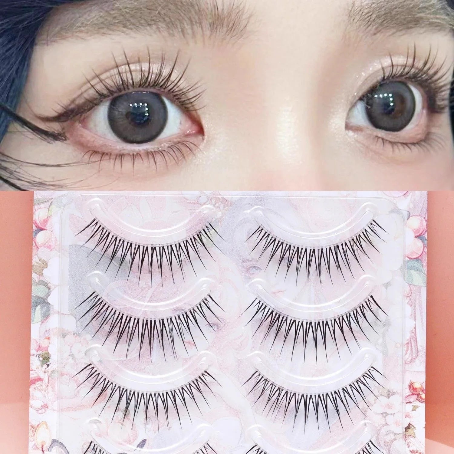 5 Pairs Short False Eyelashes Hard Stem Natural Look Daily Wear | Nude Makeup Lashes lifestyle view