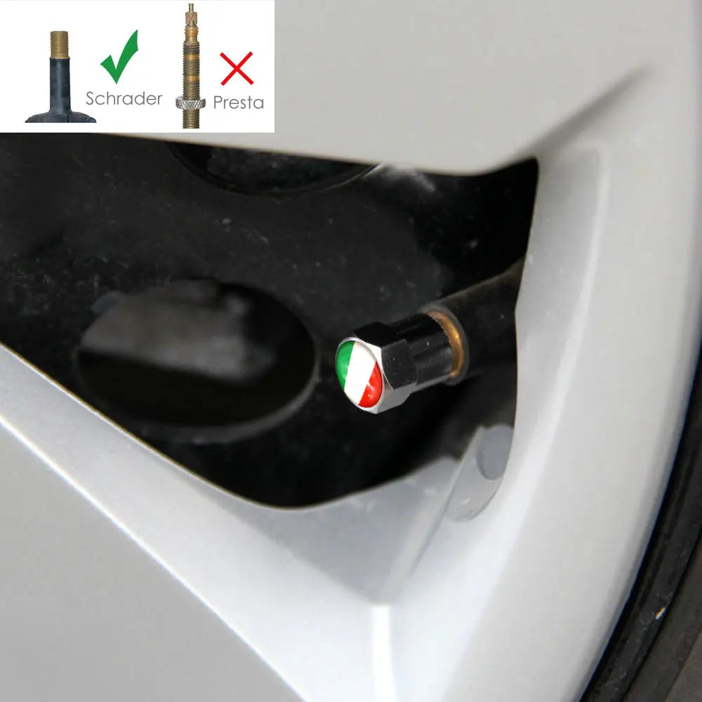 Italy Flag Tire Valve Caps 4 Pcs Aluminium Alloy Copper additional angle