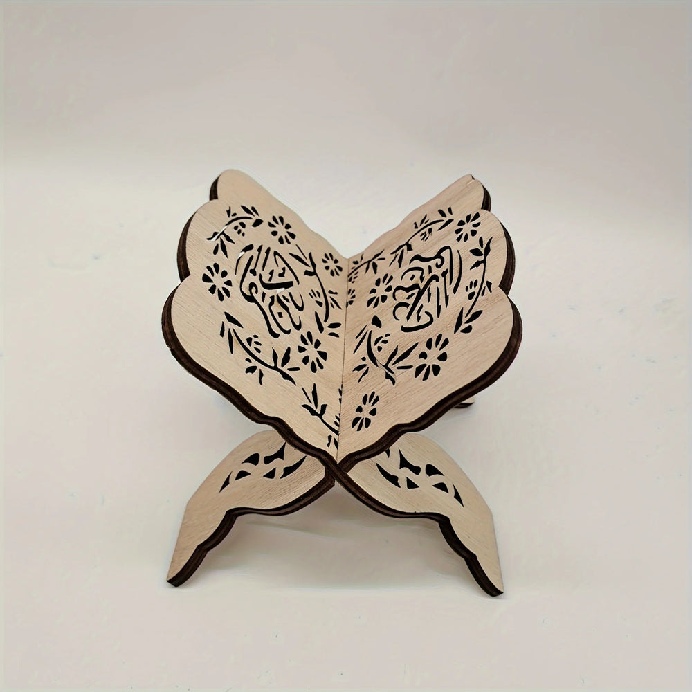 1pc Wooden Foldable Mini Bookend Stand Reading Ramadan Decor Home Bedroom Office Desktop detail view