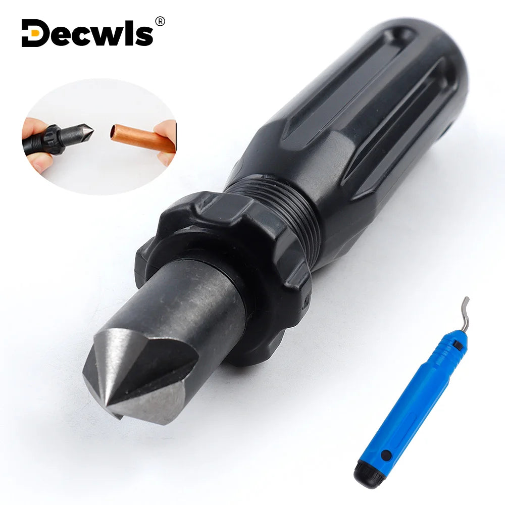 Short Length Hand Reamer and Countersink Set | Deburring and Trimming Tool for Carpentry and Plumbin