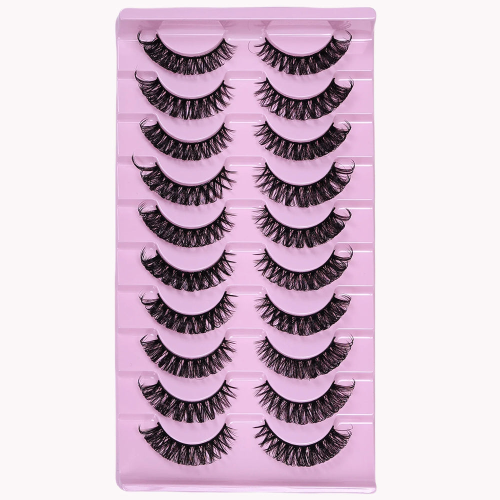 10 Pairs D Curl Russian Strip Lashes | Fluffy Volume False Eyelashes for a Dramatic additional angle