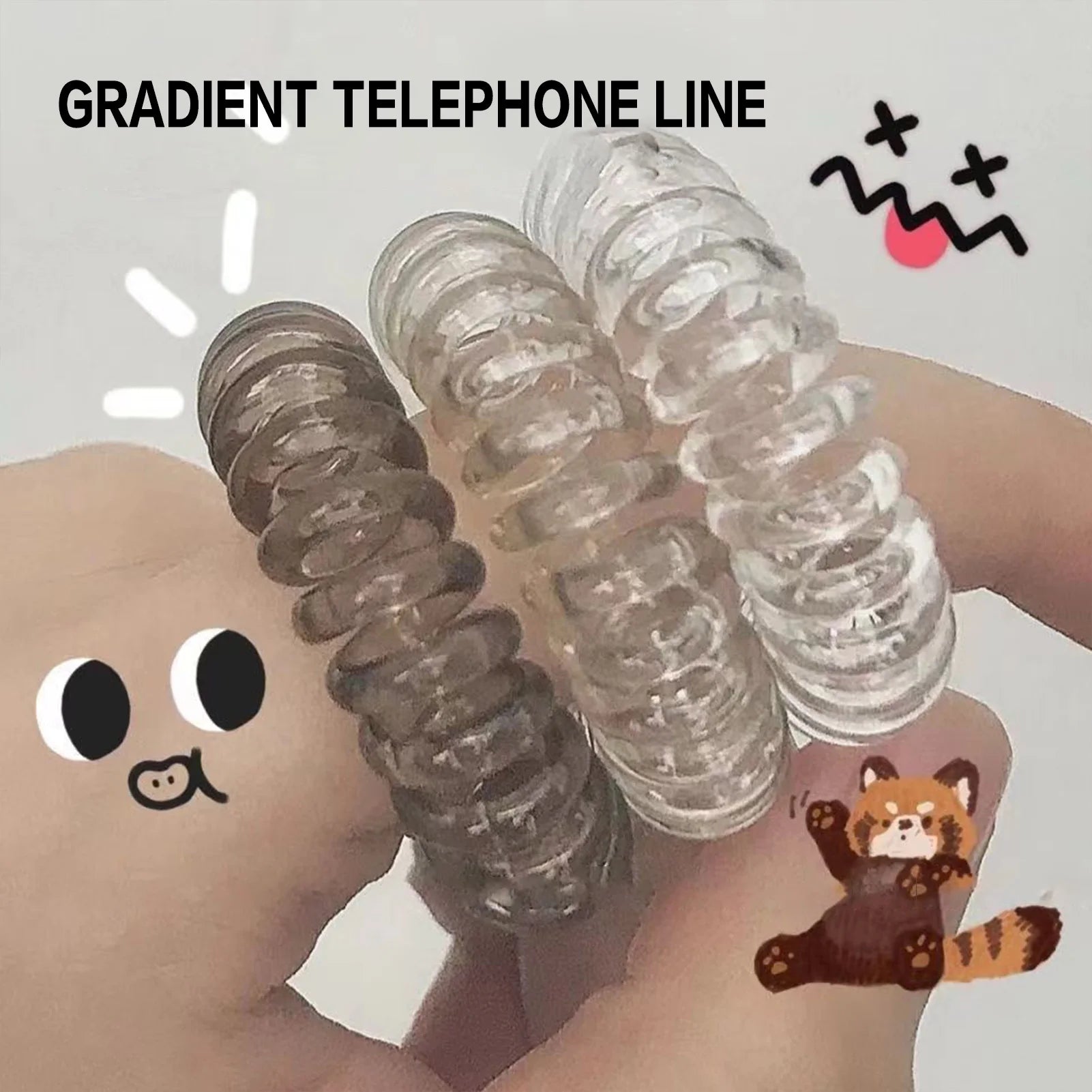 9pcs Telephone Wire Hair Ties Set High Elasticity Hair Ties Non Slip No Crease Hair B alternate view