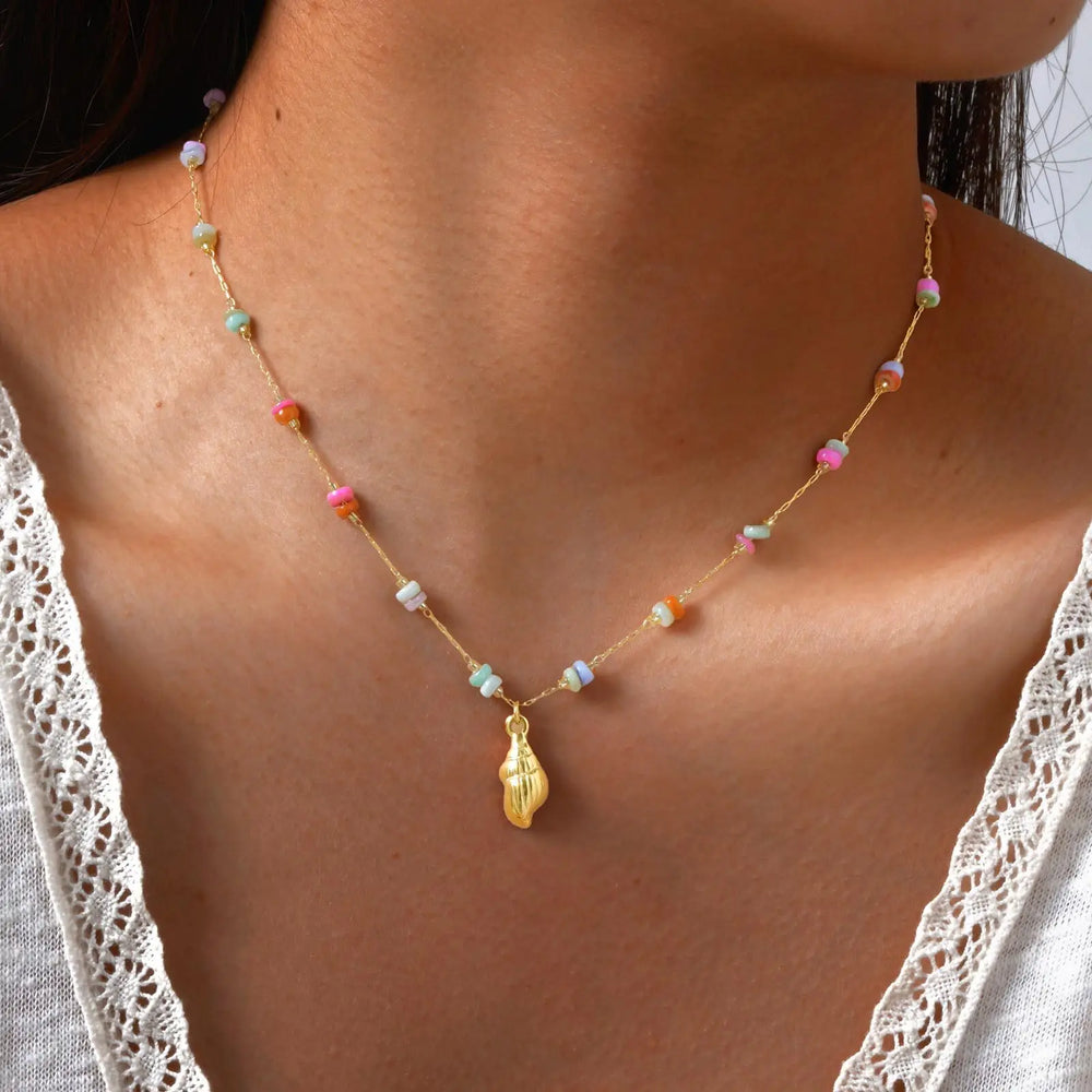 18k Gold Plated Pearl Shell Starfish Necklace | Summer Beach Jewelry for Women alternate view
