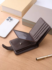 Men's Leather Zipper Wallet | Slim Short Multi-card Holder with Coin Pocket detail view