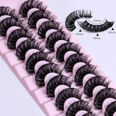 10 Pairs D Curl False Eyelashes Russian Volume Strip Lashes Fluffy Thick Wispy Fake E alternate view