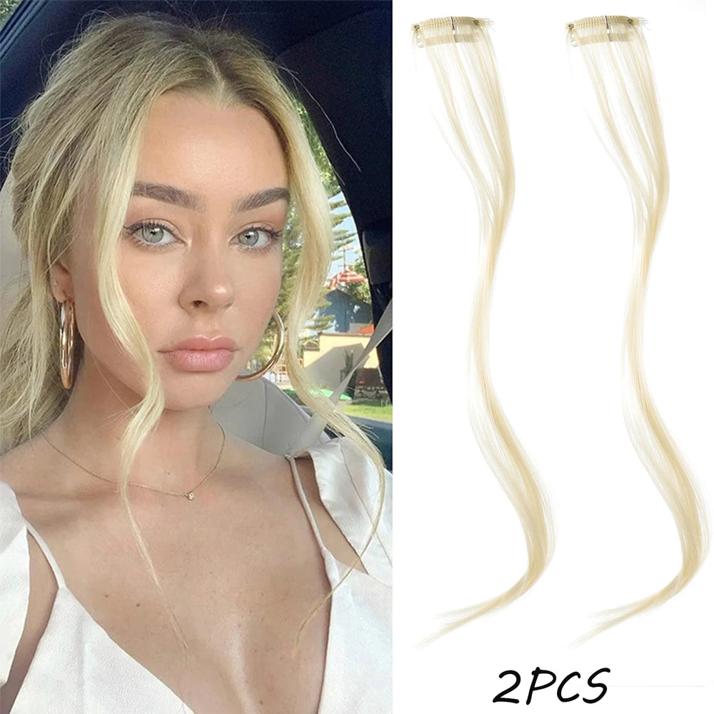 2PC Curly Bangs Clip-On Hair Extensions | Wavy Side Fringe with Invisible Clips additional angle