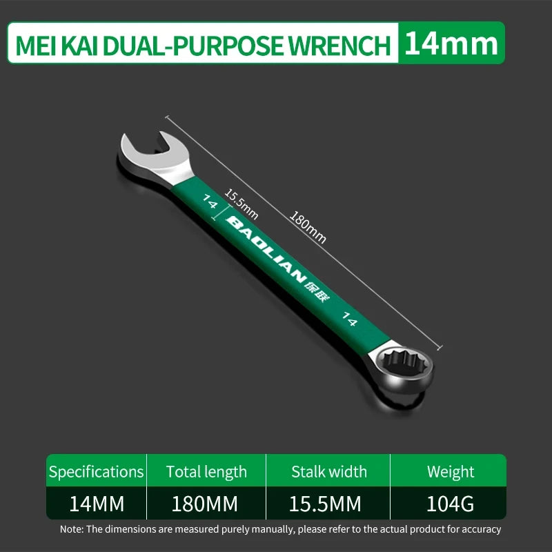 BaoLian Durable Wrench Set 6-19mm | Two-Way Open Combination Wrench for Auto Repair close-up view