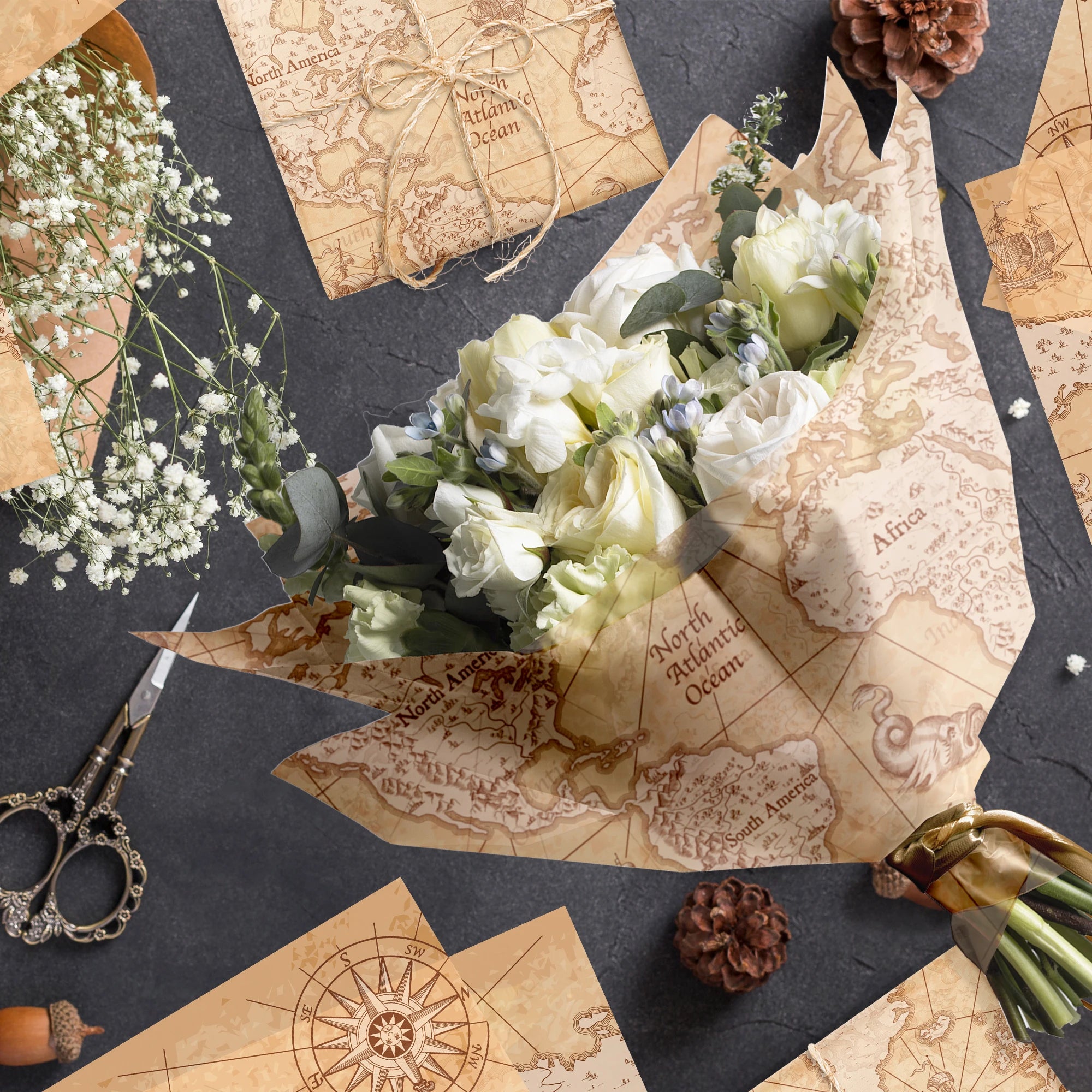 15/35pcs World Map Tissue Paper,Gift Box Wrapping Paper For Birthday Party Decoration, DIY Gift Packing Paper Party Supplies