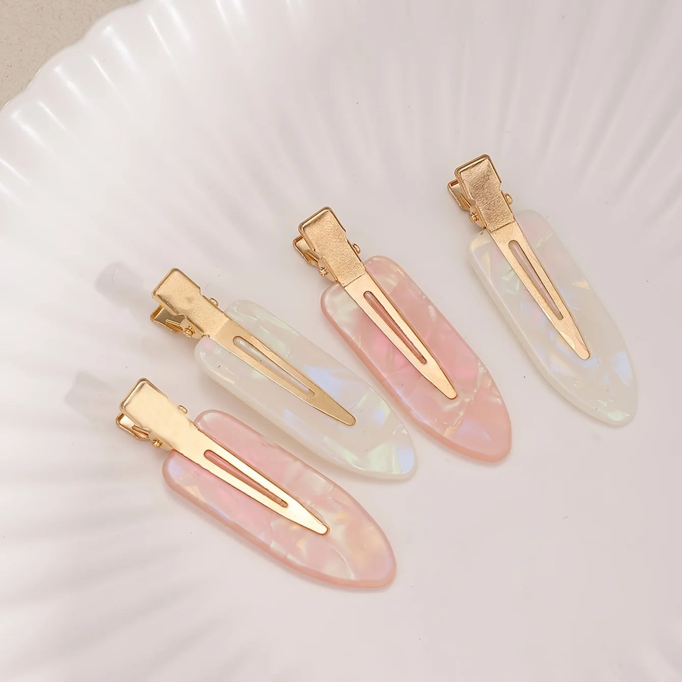 2/4pcs Elegant Mermaid Pink and White Seamless Adhesive Hair Clips for Women's Bangs and Makeup, Hair Accessoires, Hair Clip