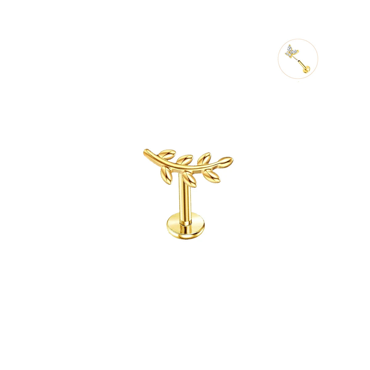 EVISPOL 16G Hypoallergenic Stainless Steel Threadless Insert Labret Lip Rings Tiny Cryst detail view