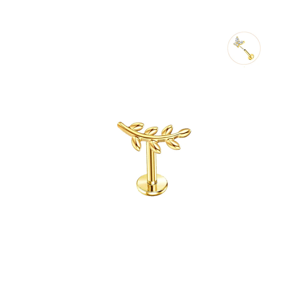 EVISPOL 16G Hypoallergenic Stainless Steel Threadless Insert Labret Lip Rings Tiny Cryst detail view