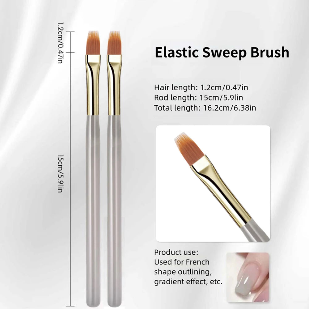1/2/5Pcs French Plaid Nail Art Brush Set Ultra-Fine Liner Flat Brush for Grid Pattern close-up view