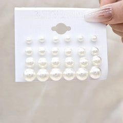 Imitation Pearl Stud Earrings Set, 12 Pairs alternate view