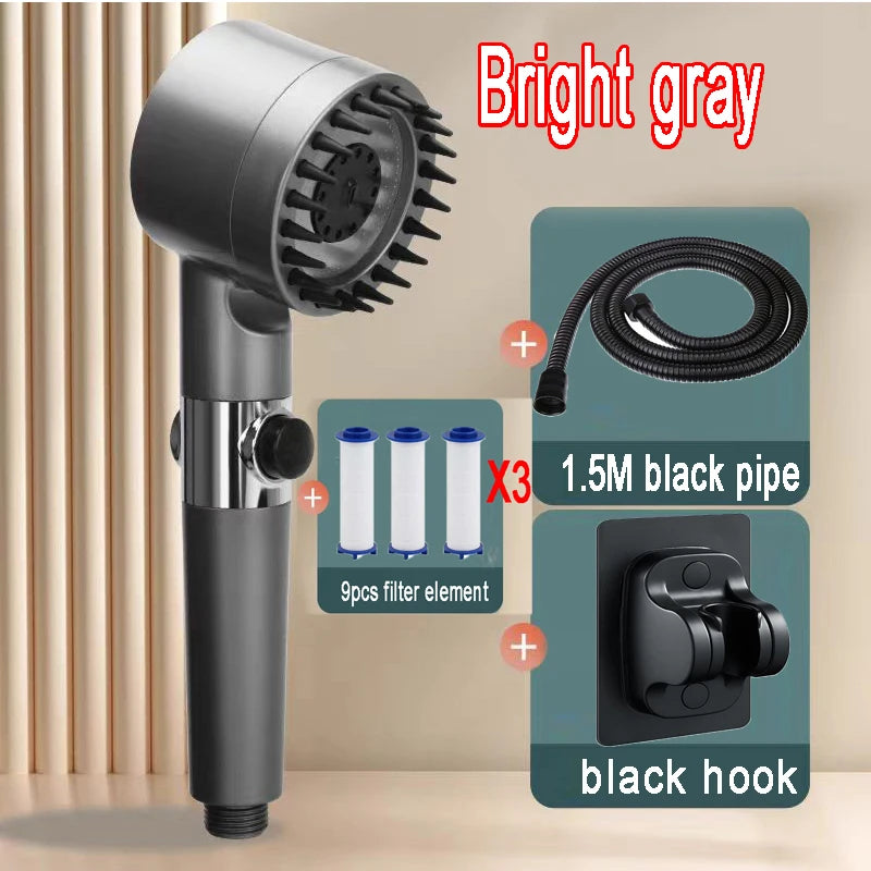 4 Modes Shower Head High Pressure Showerhead One-Key Stop Water Massage Shower Head additional angle