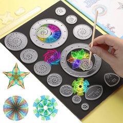Funny Spirograph Drawing Toys Set Creative Gears Geometry Stencils Painting Template Art Crafts Kids
