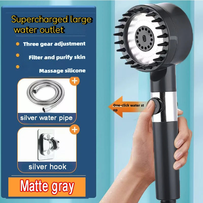 4 Modes Shower Head High Pressure Showerhead One-Key Stop Water Massage Shower Head additional angle
