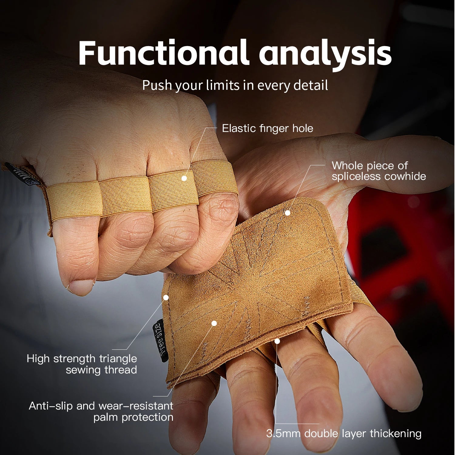 Powerlifting Gym Gloves | Breathable Weightlifting Gloves with Leather Palm Guard for Me detail view