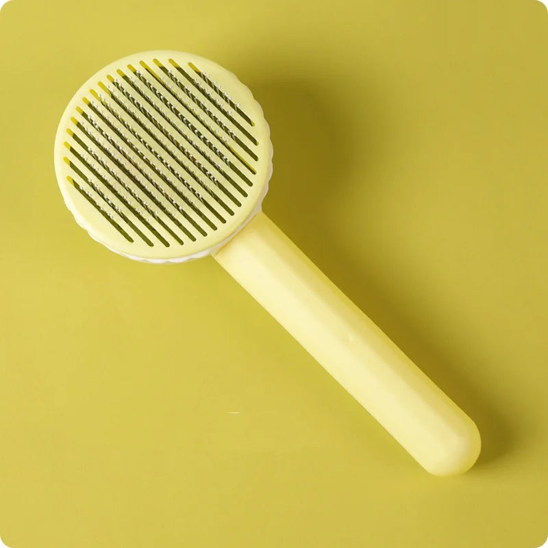 Pet Deshedding Comb | Self Cleaning Needle Brush for Dogs and Cats lifestyle view